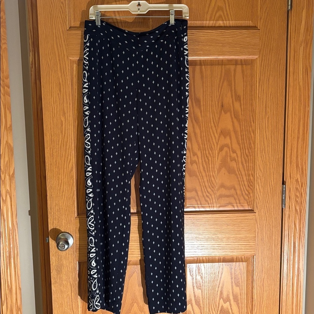 CAbi Track Star Trouser Dark Blue Pants with White Pattern